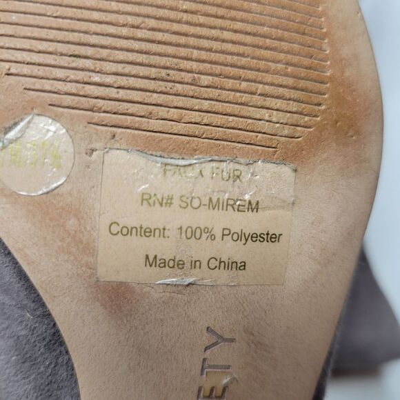 7 SOLE SOCIETY suede pom pointed leather block heel pointy flats w/ faux fur - Picture 8 of 14